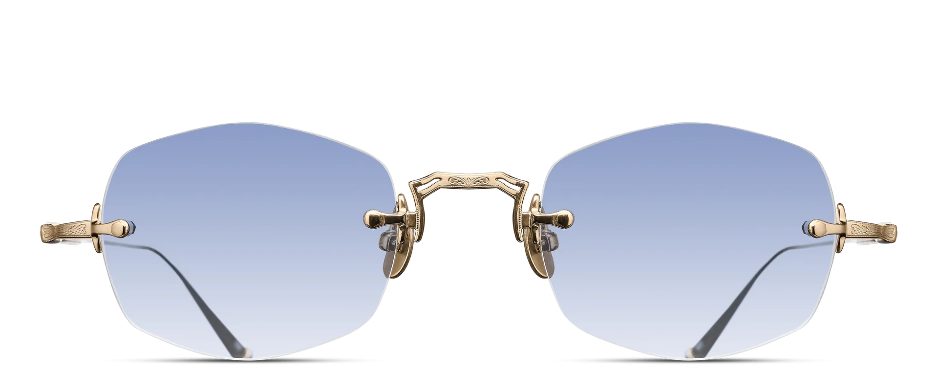 Sunglasses Matsuda model M3105F in Color Brushed Gold with Geometric Café Blue Gradient