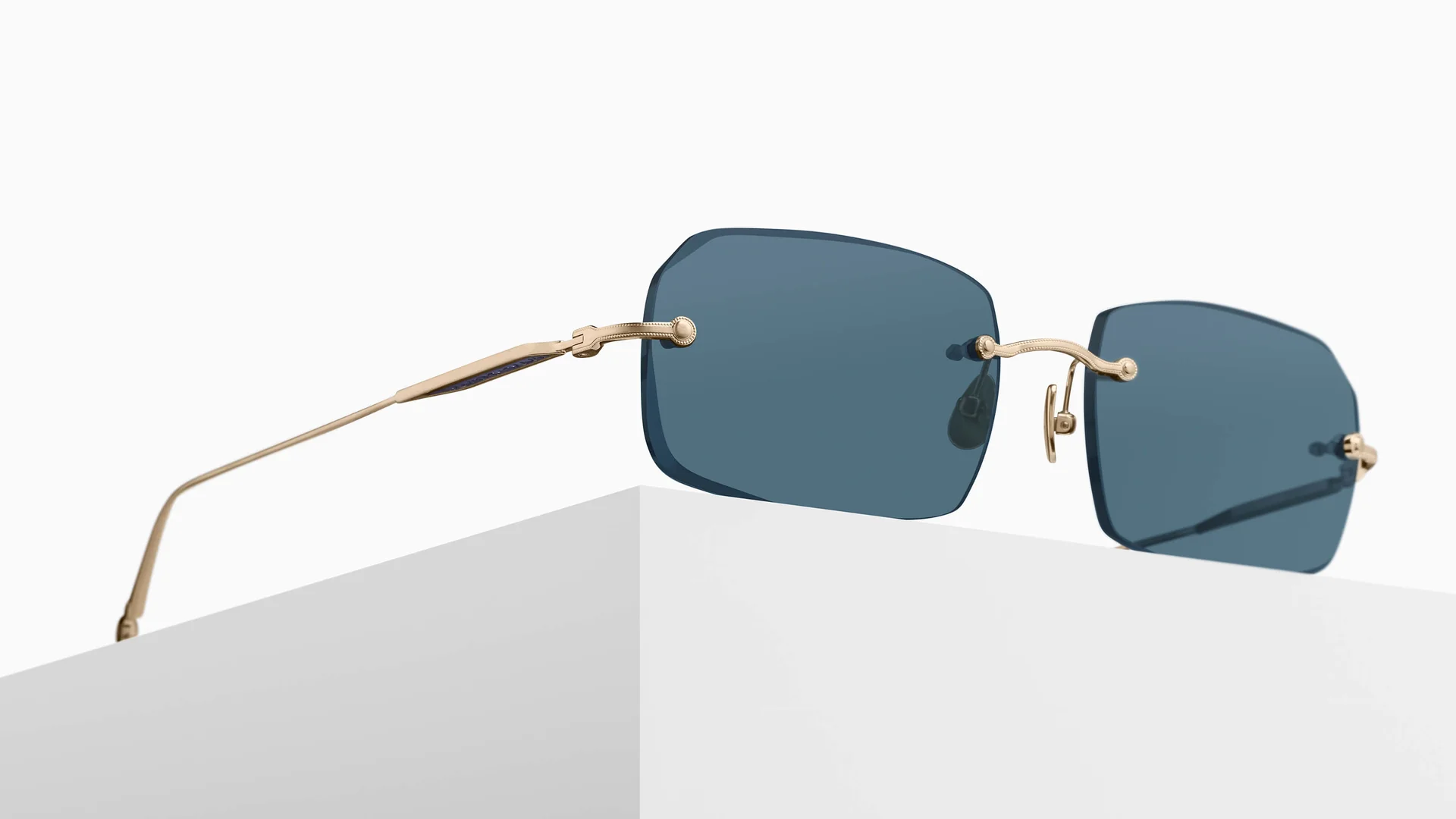 Sunglasses Matsuda model M5004 in Color Brushed Gold with Blue Grey Lenses
