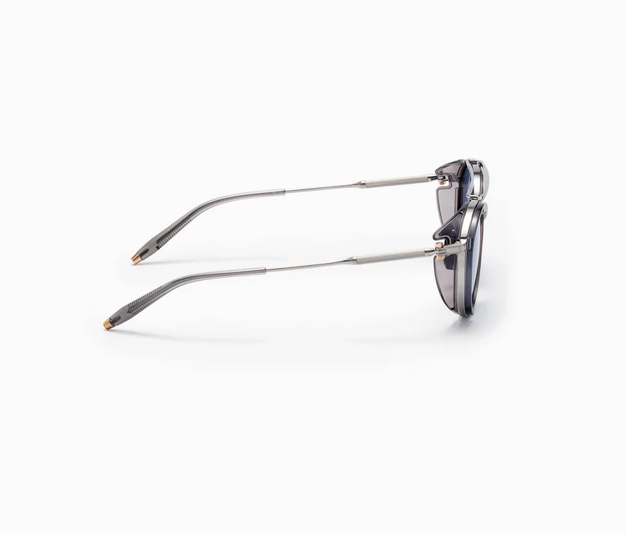 Sunglasses Model Skymapper in Color Brushed Palladium and Crystal Grey with Blue lenses from Akoni