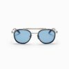 Sunglasses Model Skymapper in Color Brushed Palladium and Crystal Grey with Blue lenses from Akoni