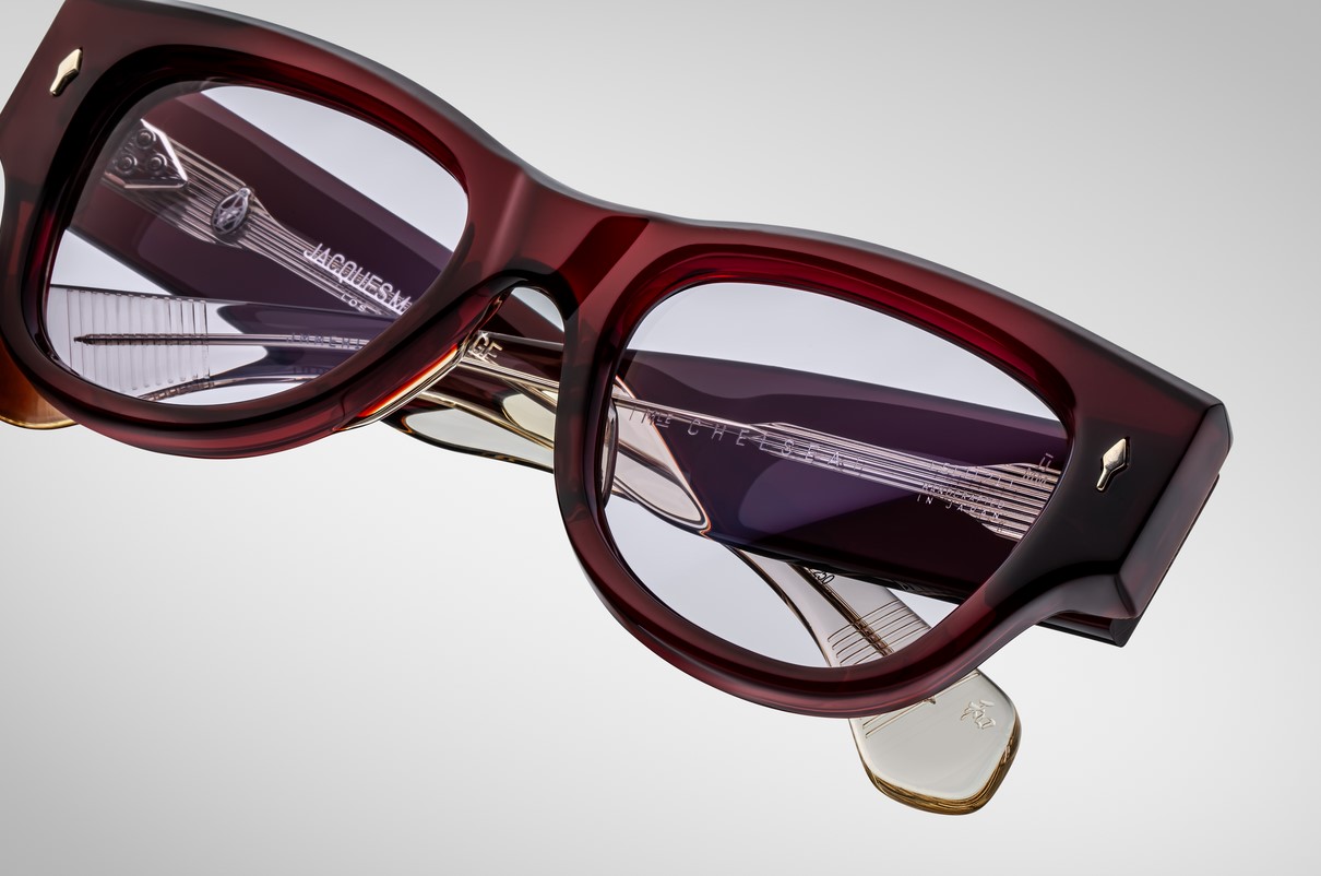 Sunglasses model Chelsea in color Cherry with Lavender lenses from Jacques Marie Mage