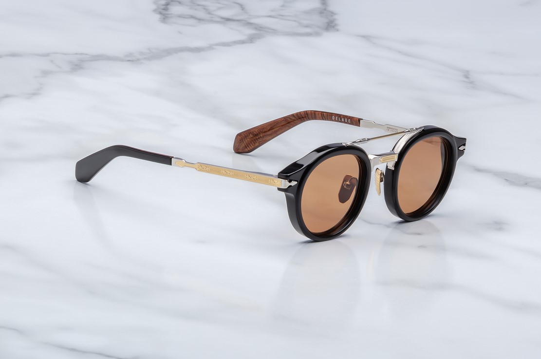 Sunglasses Model Delage in Color Noir X with Orange lenses from Jacques Marie Mage