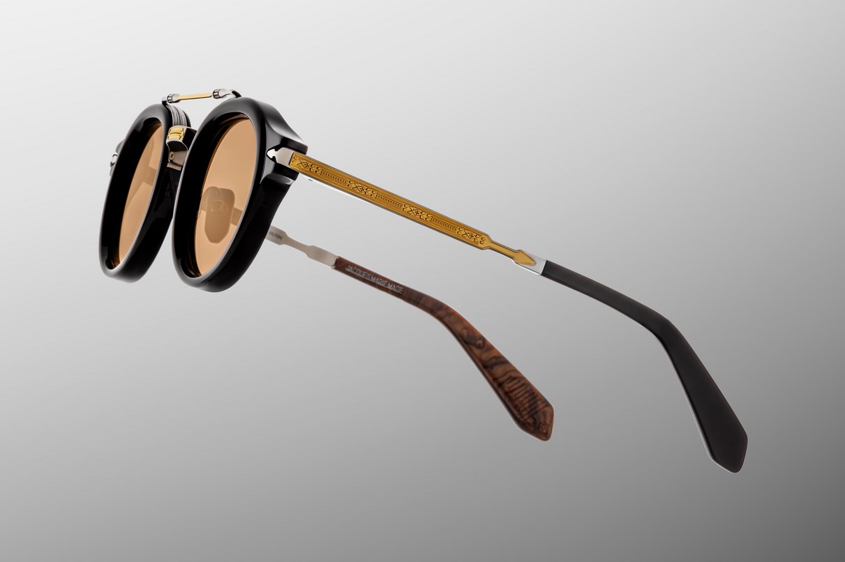 Sunglasses Model Delage in Color Noir X with Orange lenses from Jacques Marie Mage