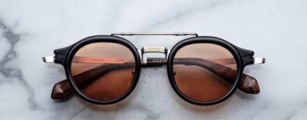 Sunglasses Model Delage in Color Noir X with Orange lenses from Jacques Marie Mage