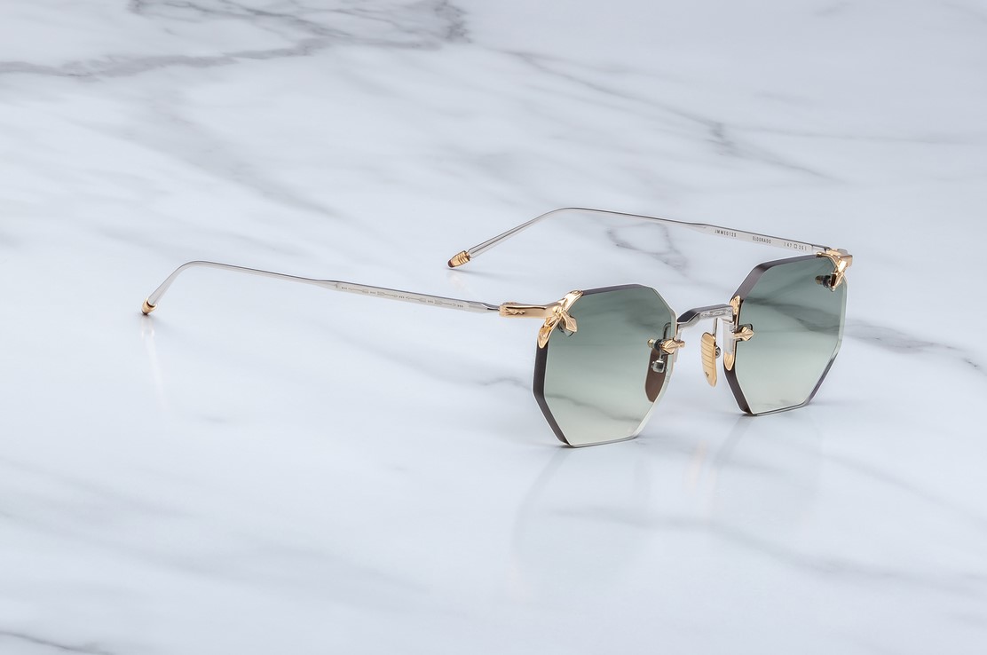 Sunglasses Model El Dorado in color Electrum with Emerald Gradient Lenses from Jacques Marie Mage