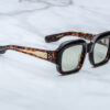 Sunglasses Model Evelyn in Color Yesterday with Light Bottle Green Lenses from Jacques Marie Mage's collection