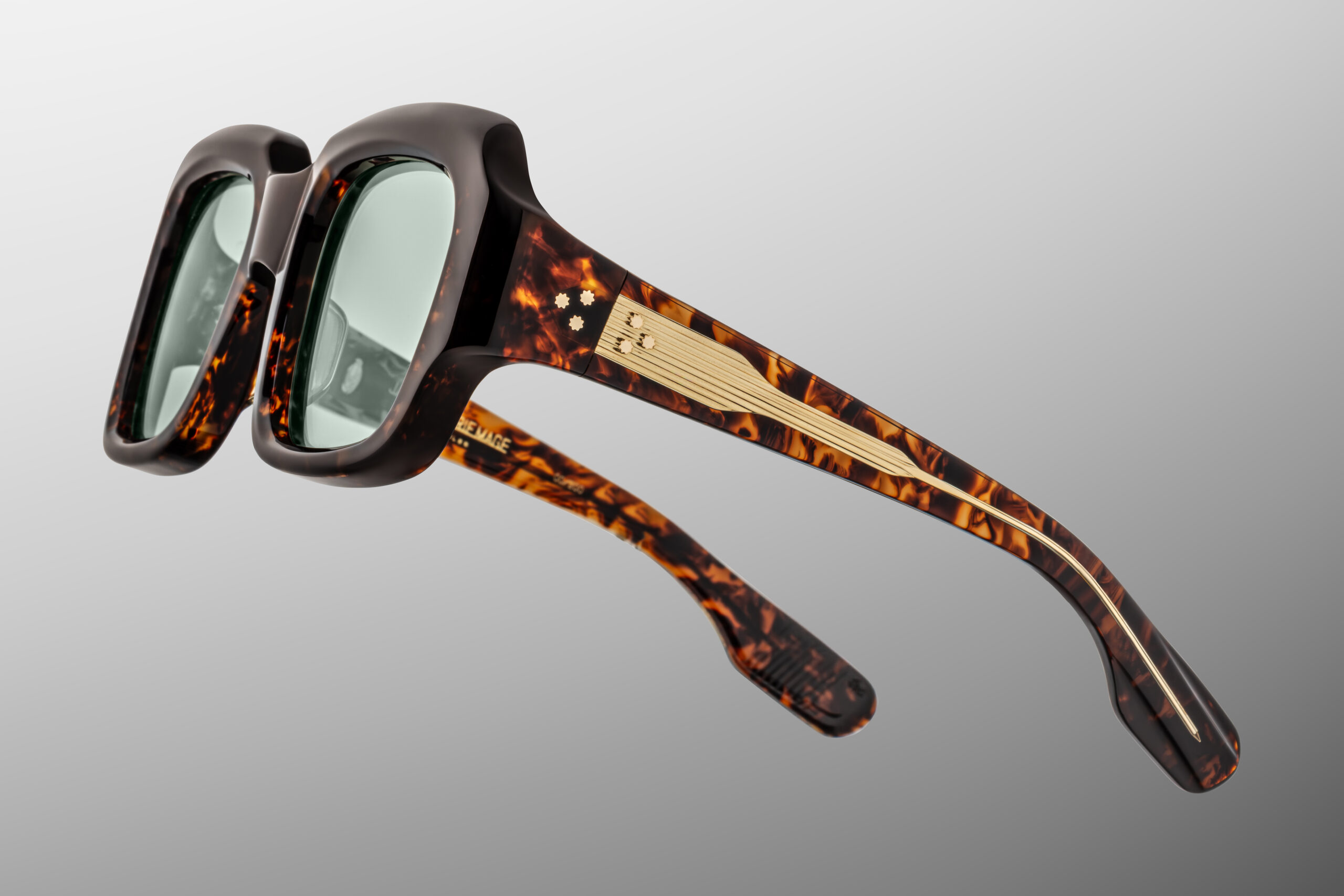 Sunglasses Model Evelyn in Color Yesterday with Light Bottle Green Lenses from Jacques Marie Mage's collection