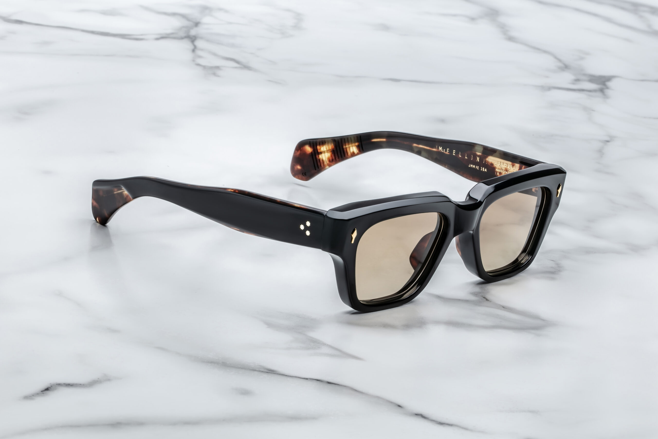 Sunglasses Model Fellini in Color Noir 15 with Brass CR39 lenses from Jacques Marie Mage