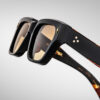 Sunglasses Model Fellini in Color Noir 15 with Brass CR39 lenses from Jacques Marie Mage