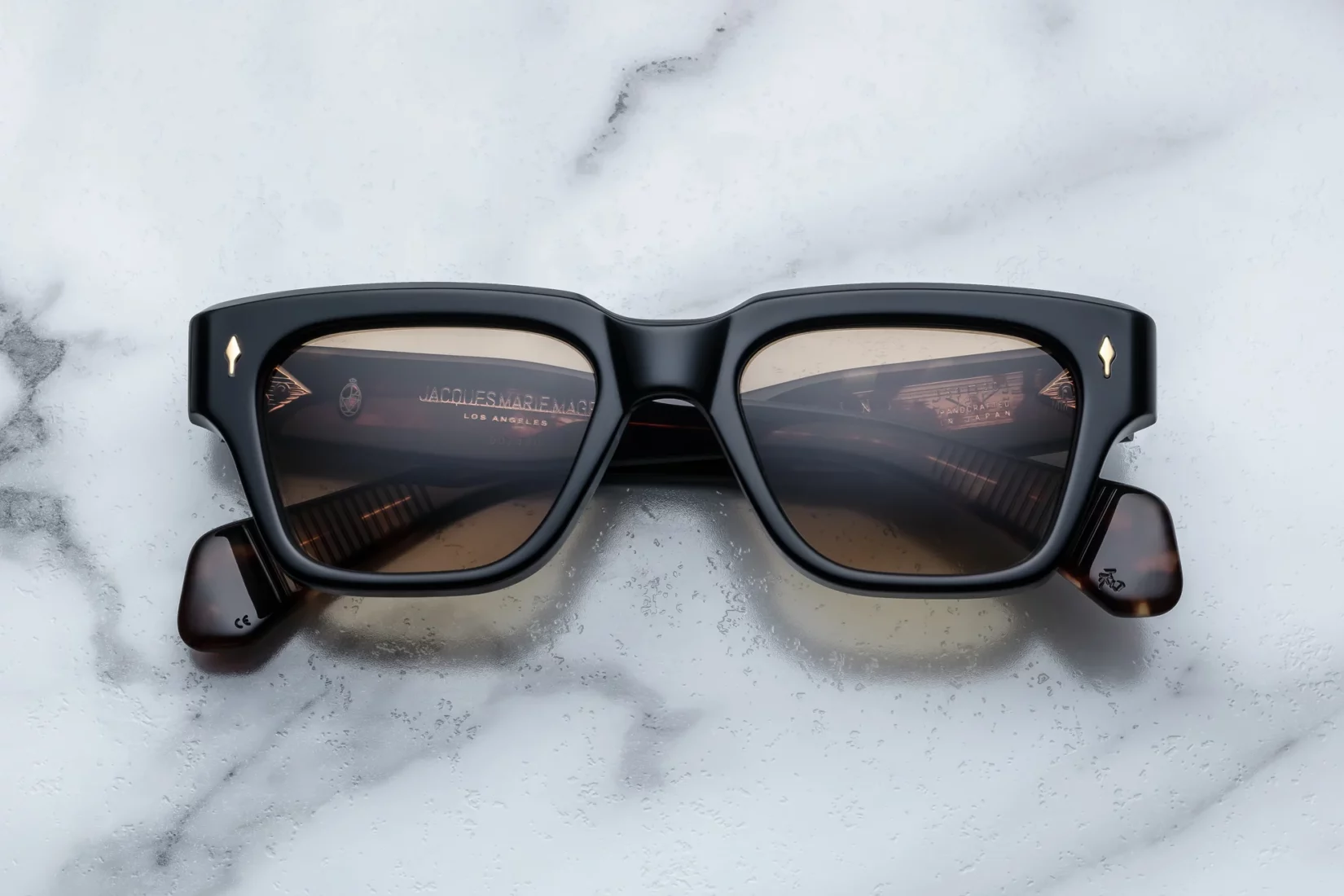 Sunglasses Model Fellini in Color Noir 15 with Brass CR39 lenses from Jacques Marie Mage