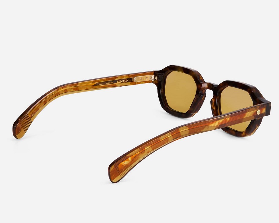 Sunglasses from Sato Eyewear collection Model Almach in Color Bourbon with Solid Yellow Brown lenses