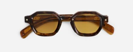 Sunglasses from Sato Eyewear collection Model Almach in Color Bourbon with Solid Yellow Brown lenses