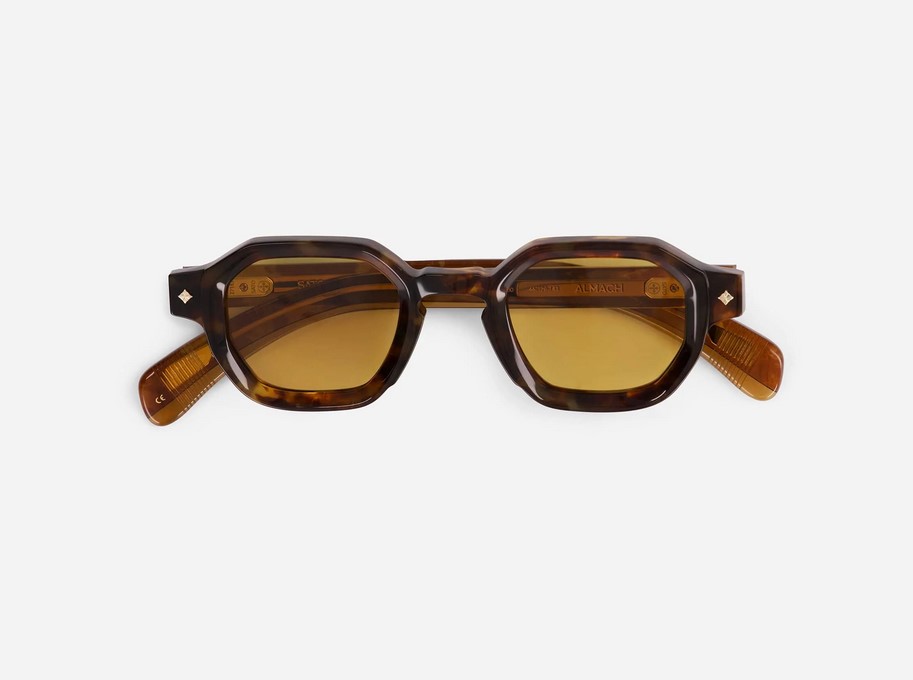 Sunglasses from Sato Eyewear collection Model Almach in Color Bourbon with Solid Yellow Brown lenses