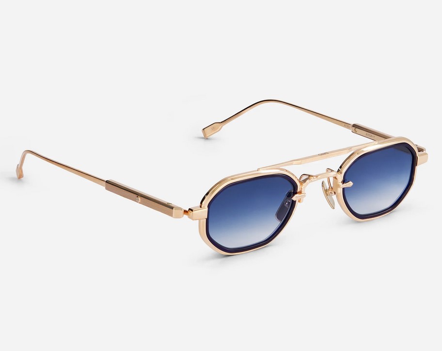 Sunglasses from Sato Eyewear collection Model Avior-T in Color Rose Gold and Dark Blue with Gradient Blue lenses