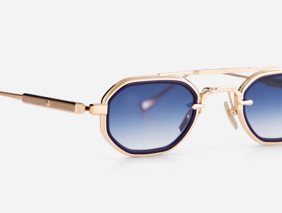 Sunglasses from Sato Eyewear collection Model Avior-T in Color Rose Gold and Dark Blue with Gradient Blue lenses