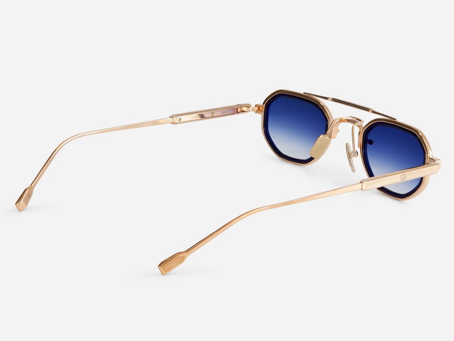 Sunglasses from Sato Eyewear collection Model Avior-T in Color Rose Gold and Dark Blue with Gradient Blue lenses