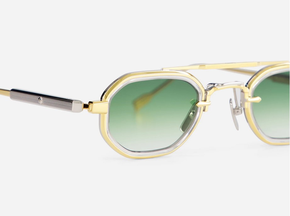 Sunglasses from Sato Eyewear collection Model Avior-T in Color Yellow Gold and Crystal with Gradient Green lenses