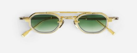 Sunglasses from Sato Eyewear collection Model Avior-T in Color Yellow Gold and Crystal with Gradient Green lenses