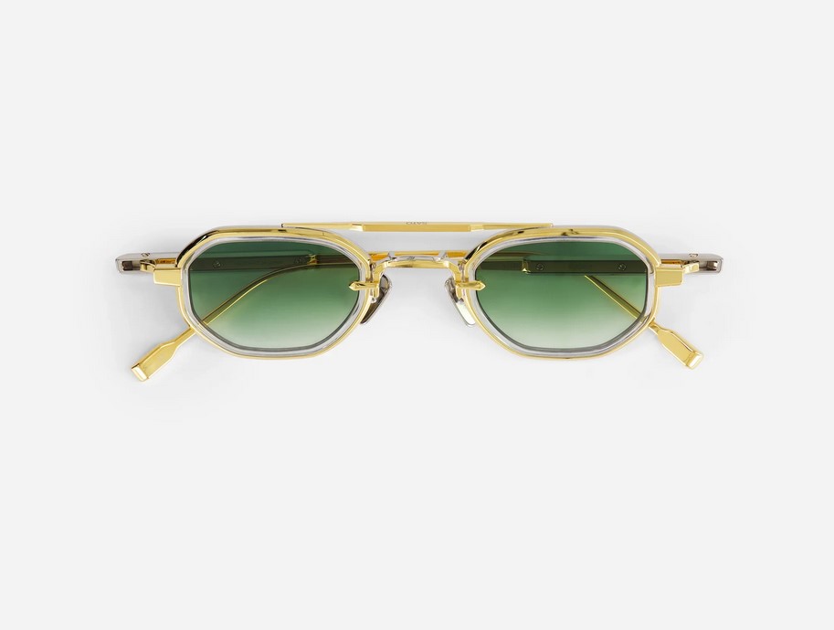 Sunglasses from Sato Eyewear collection Model Avior-T in Color Yellow Gold and Crystal with Gradient Green lenses