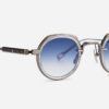 Sunglasses from Sato Eyewear collection Model Revati-T in Color Antique Silver and Crystal with Gradient Blue lenses