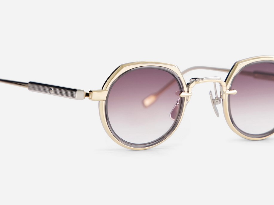 Sunglasses from Sato Eyewear collection Model Revati-T in Color Lunar Gold and Crystal with Gradient Grey lenses