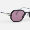 Sunglasses from Sato Eyewear collection Model Timir in Color Black Matte and Platinum with Purple lenses