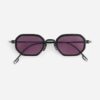 Sunglasses from Sato Eyewear collection Model Timir in Color Black Matte and Platinum with Purple lenses