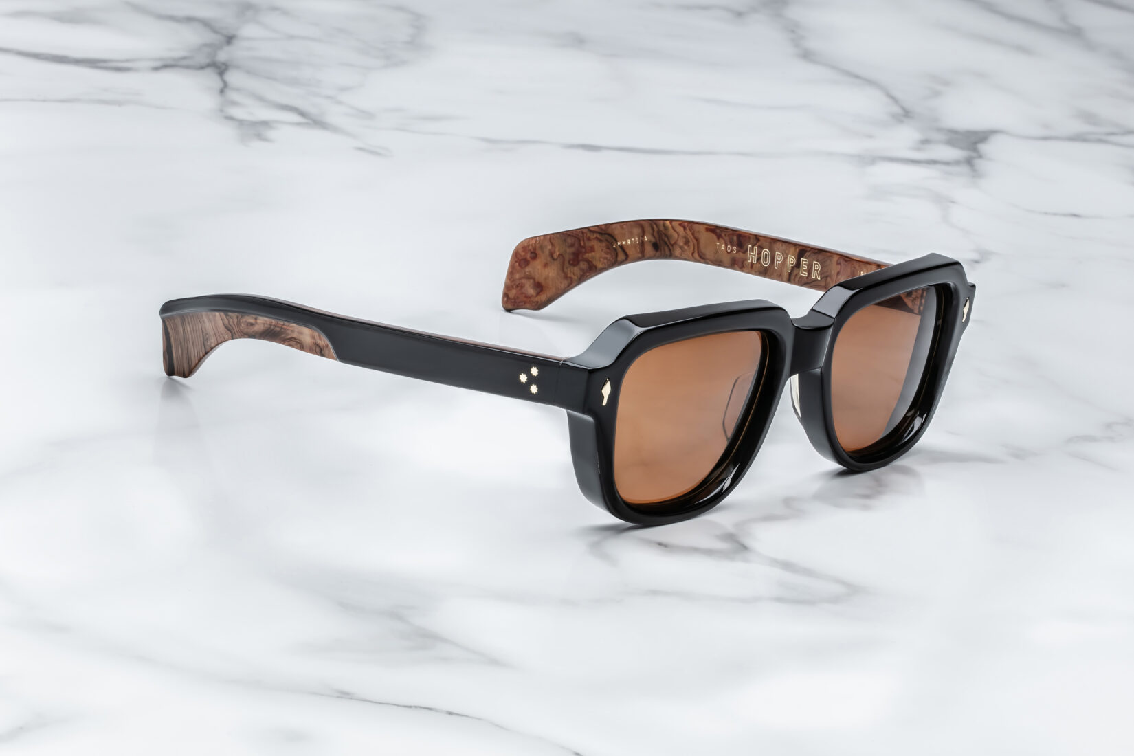 Sunglasses Model Taos in Color Noir X with Orange lenses from Jacques Marie Mage