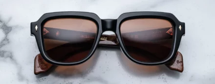 Sunglasses Model Taos in Color Noir X with Orange lenses from Jacques Marie Mage