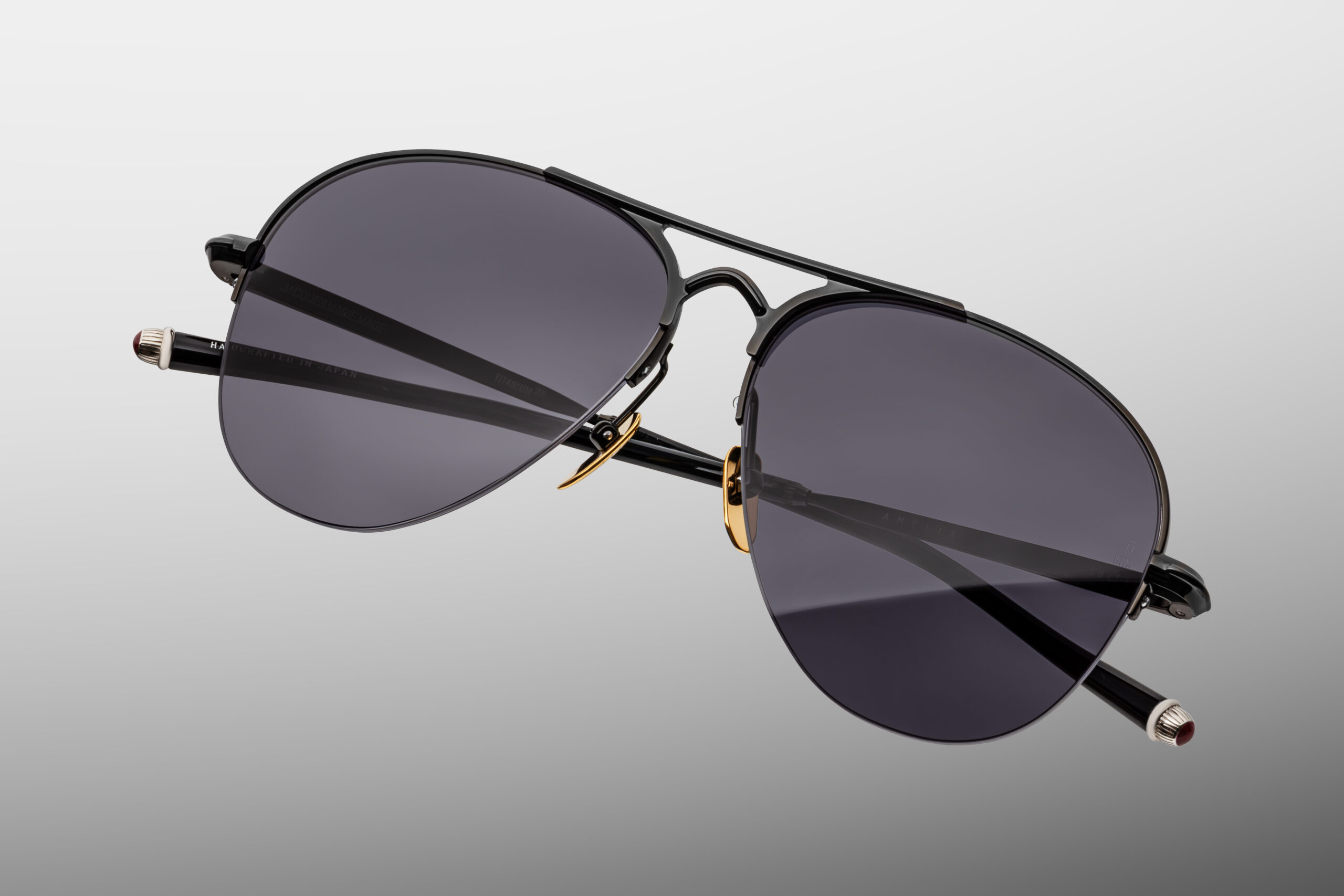 Sunglasses Model Amelia in Color Black with Charcoal Armorlite lenses from Jacques Marie Mage