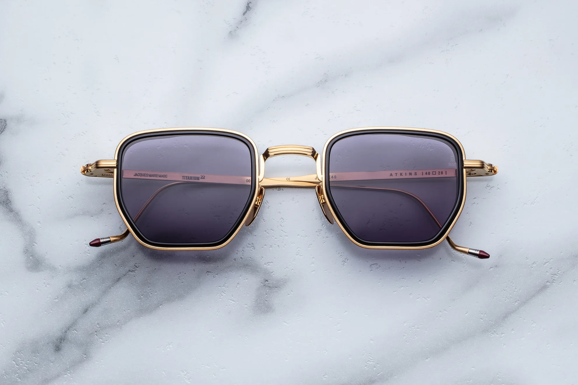 Sunglasses model Atkins in Color Gold with Wine Lenses from Jacques Marie Mage