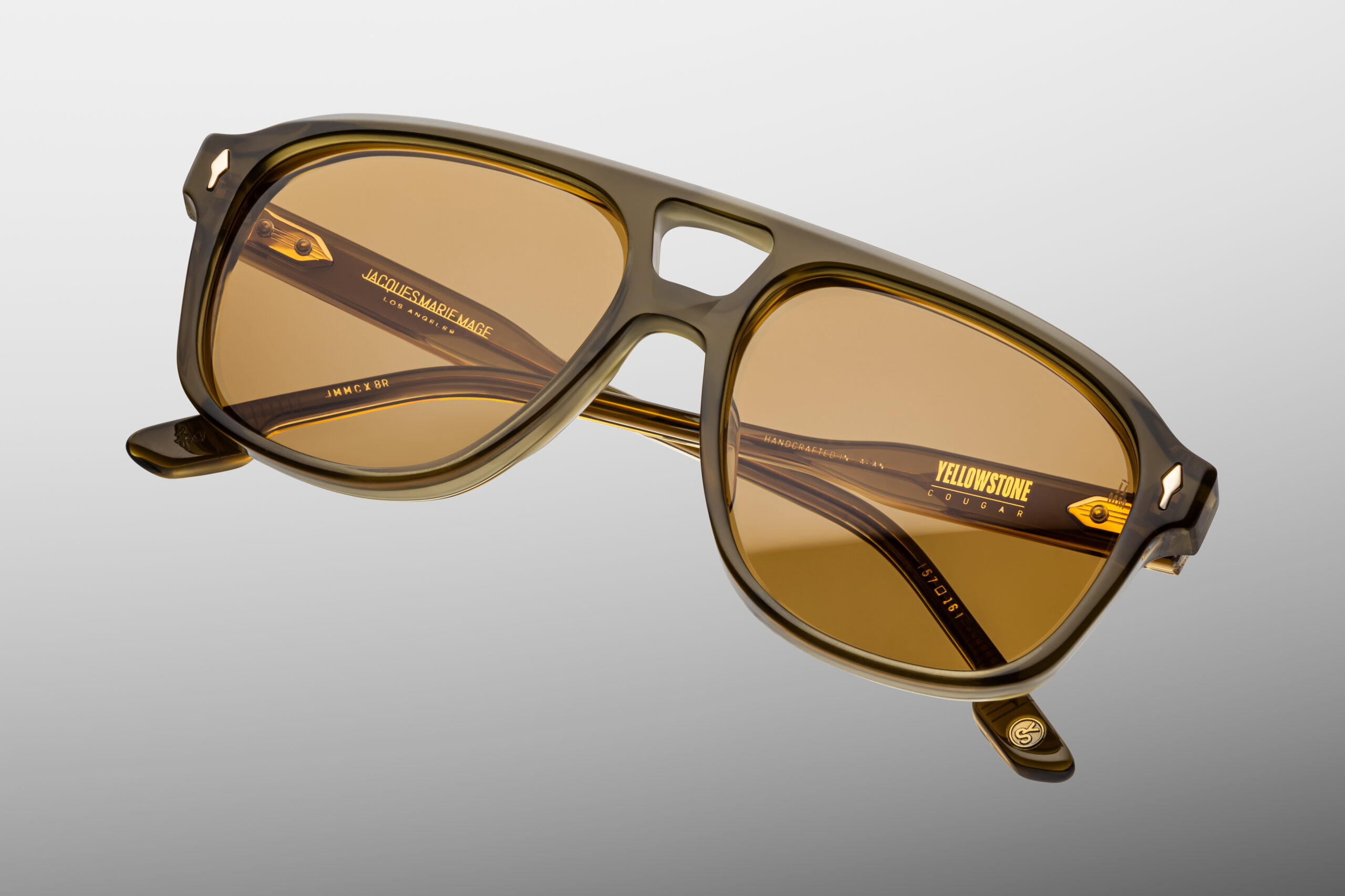 Sunglasses Model Cougar in Color Moss with Dandelion Glass Polarized lenses from Jacques Marie Mage