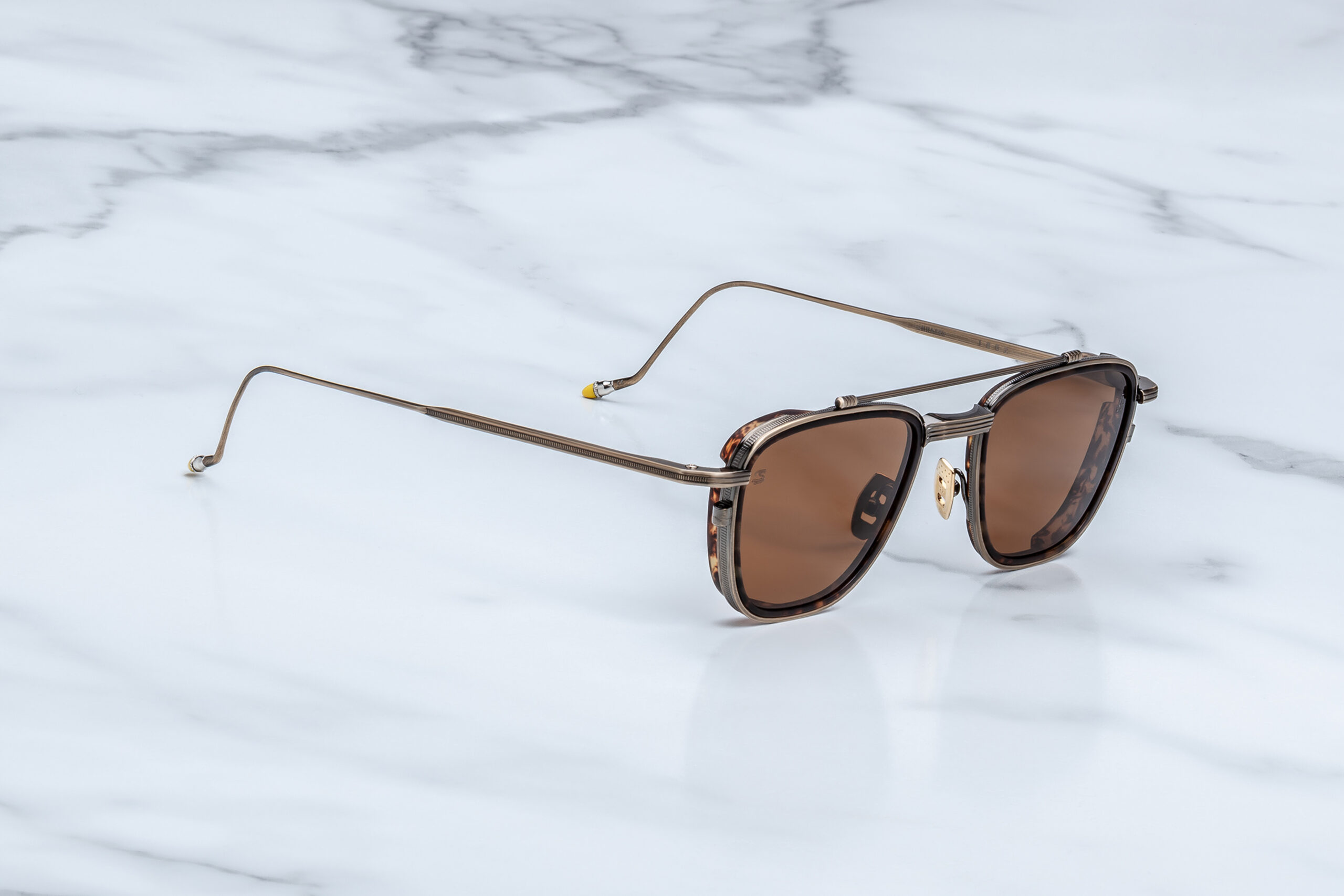 Sunglasses Model 1992 in Color Antique Gold with Pecan lenses from the Jacques Marie Mage's Ayrton Senna collection