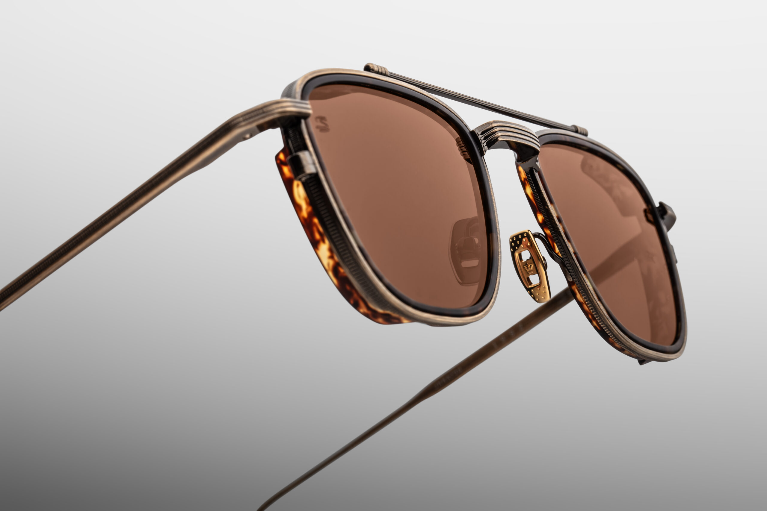 Sunglasses Model 1992 in Color Antique Gold with Pecan lenses from the Jacques Marie Mage's Ayrton Senna collection