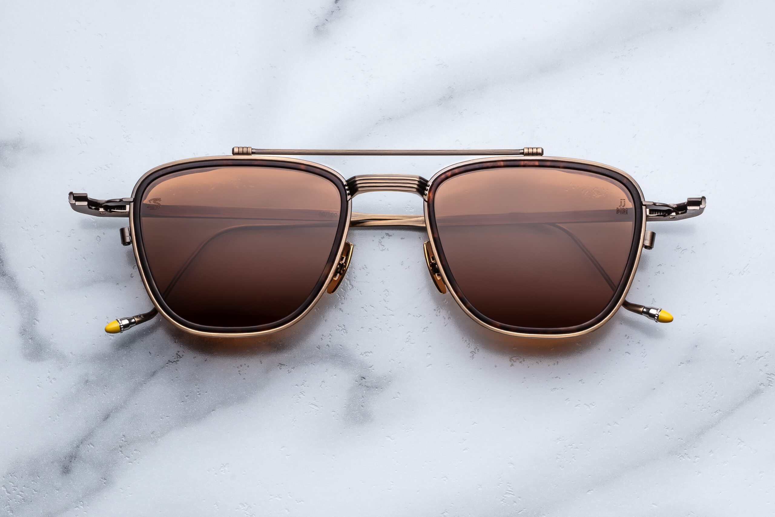 Sunglasses Model 1992 in Color Antique Gold with Pecan lenses from the Jacques Marie Mage's Ayrton Senna collection