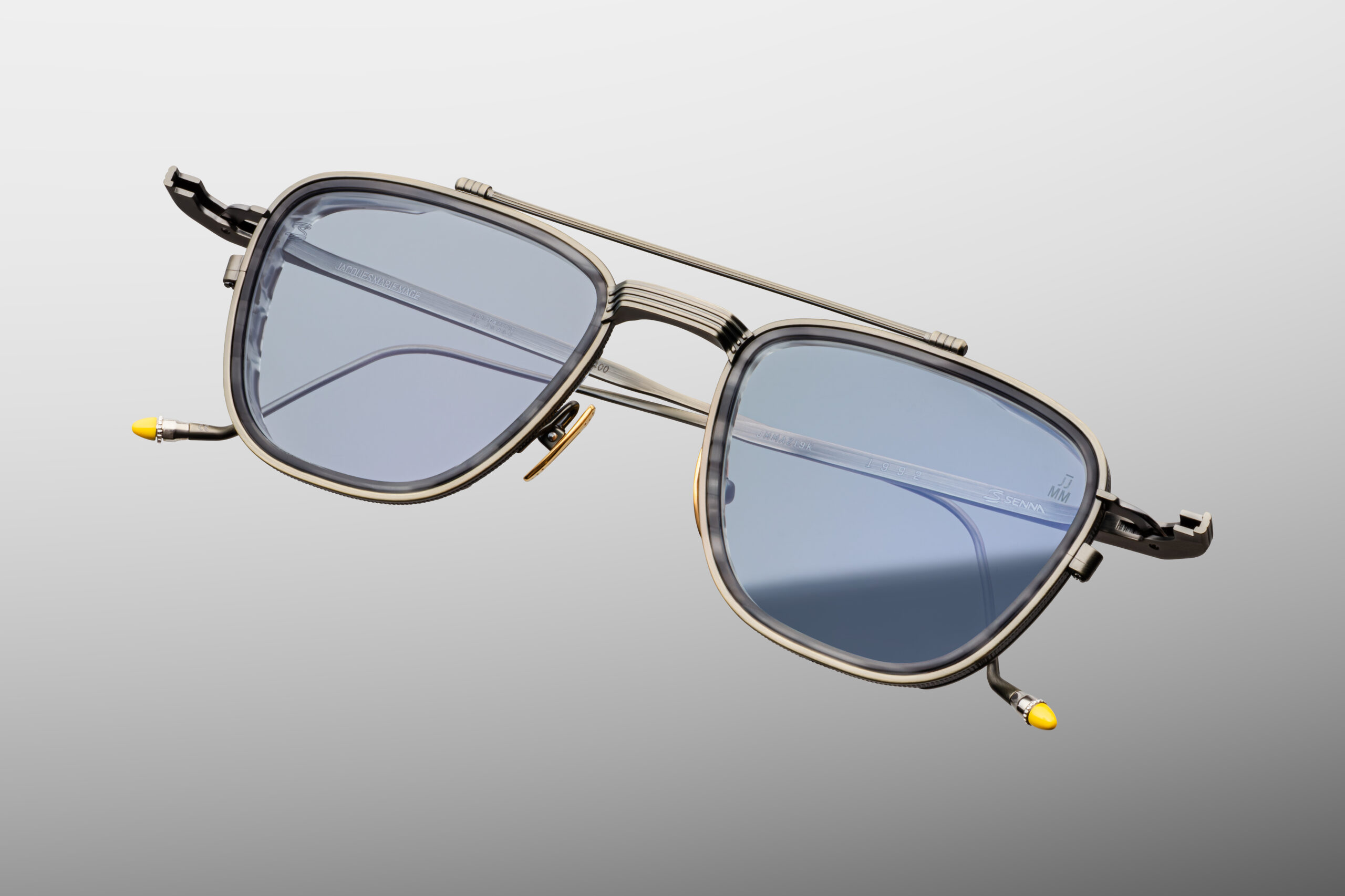 Sunglasses Model 1992 in Color Antique Gunmetal with Light blue lenses from the Jacques Marie Mage's Ayrton Senna collection