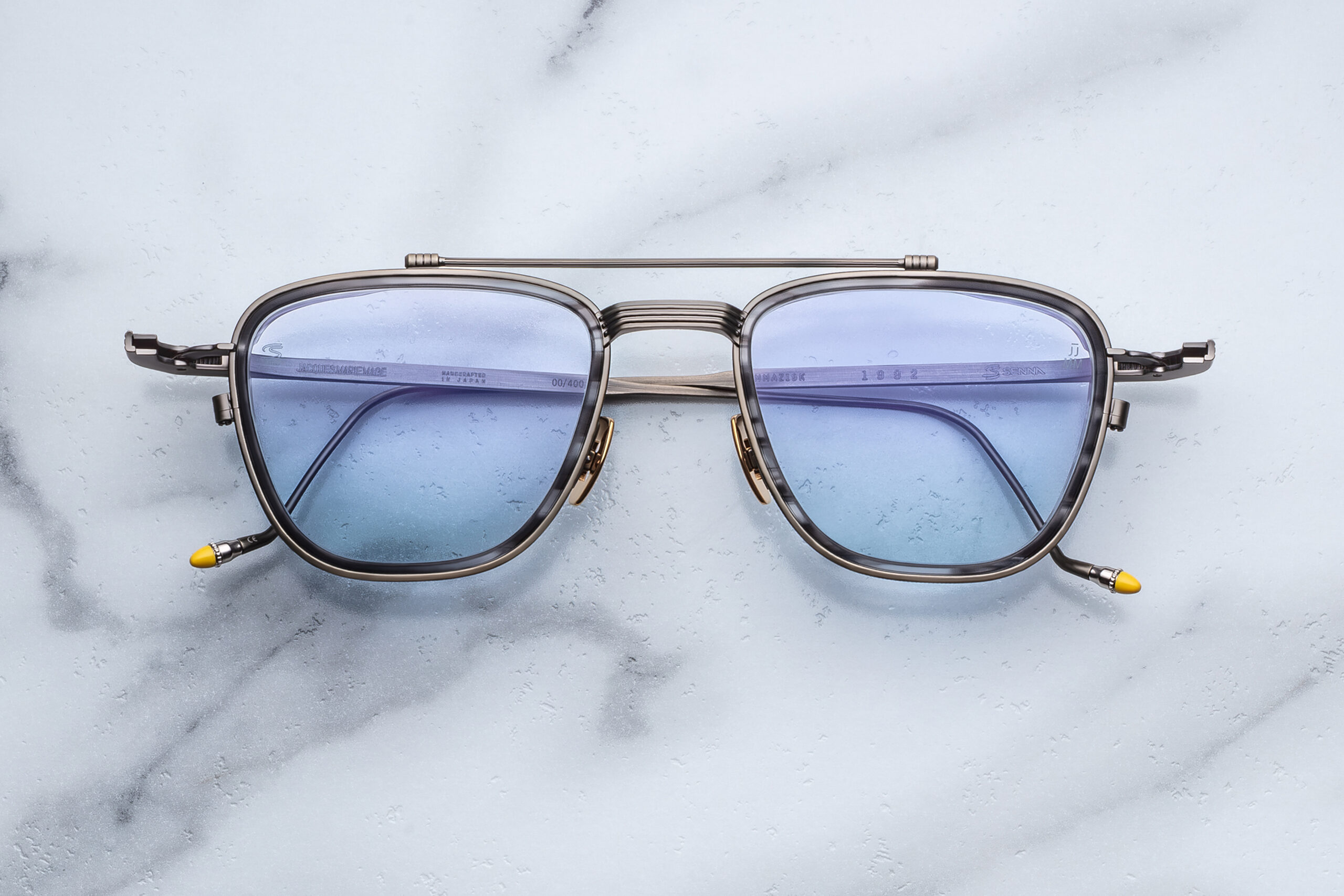 Sunglasses Model 1992 in Color Antique Gunmetal with Light blue lenses from the Jacques Marie Mage's Ayrton Senna collection