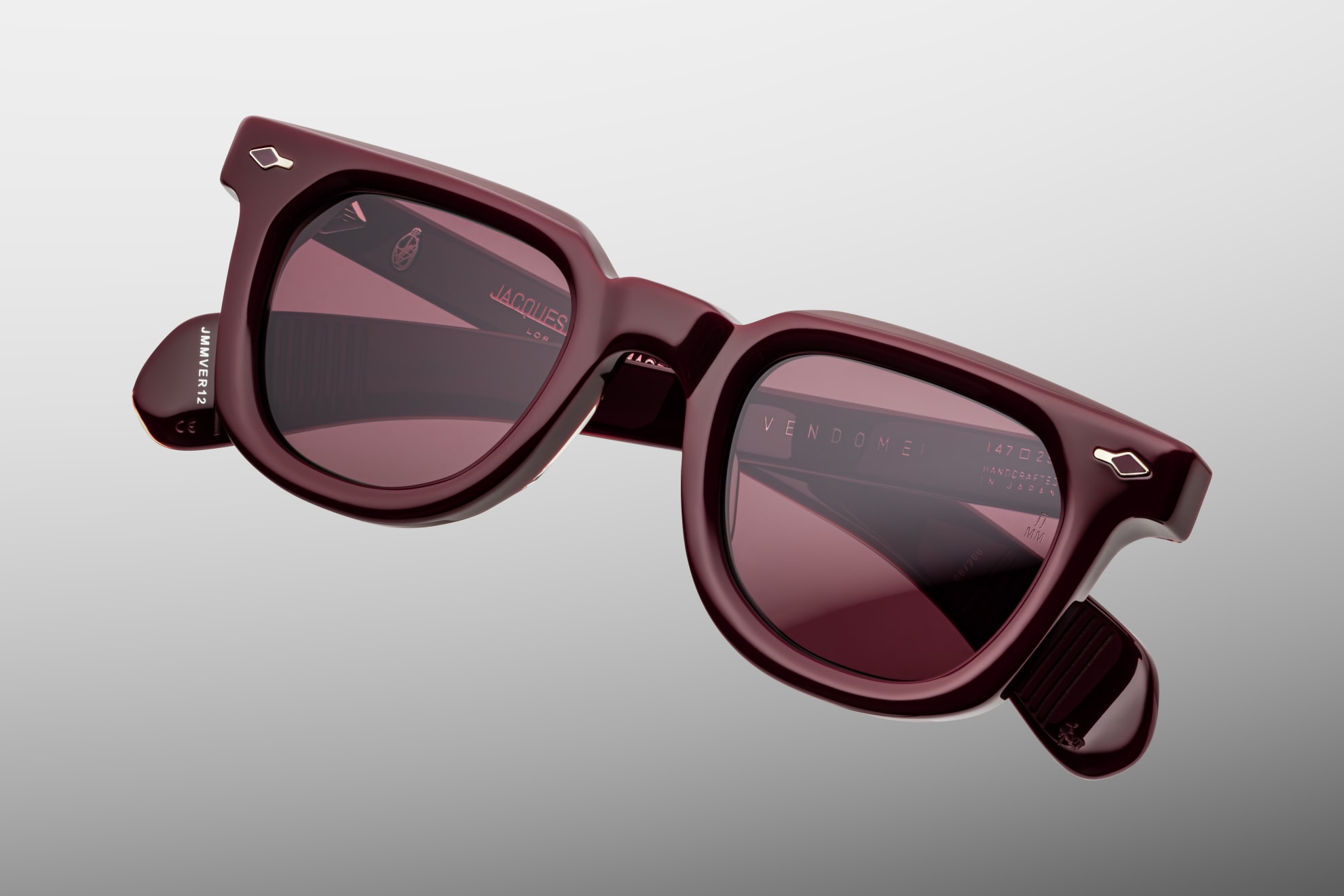 Sunglasses Model Vendome in Color Cassis with Ruby Lenses from Jacques Marie Mage's Epoxy II special collection