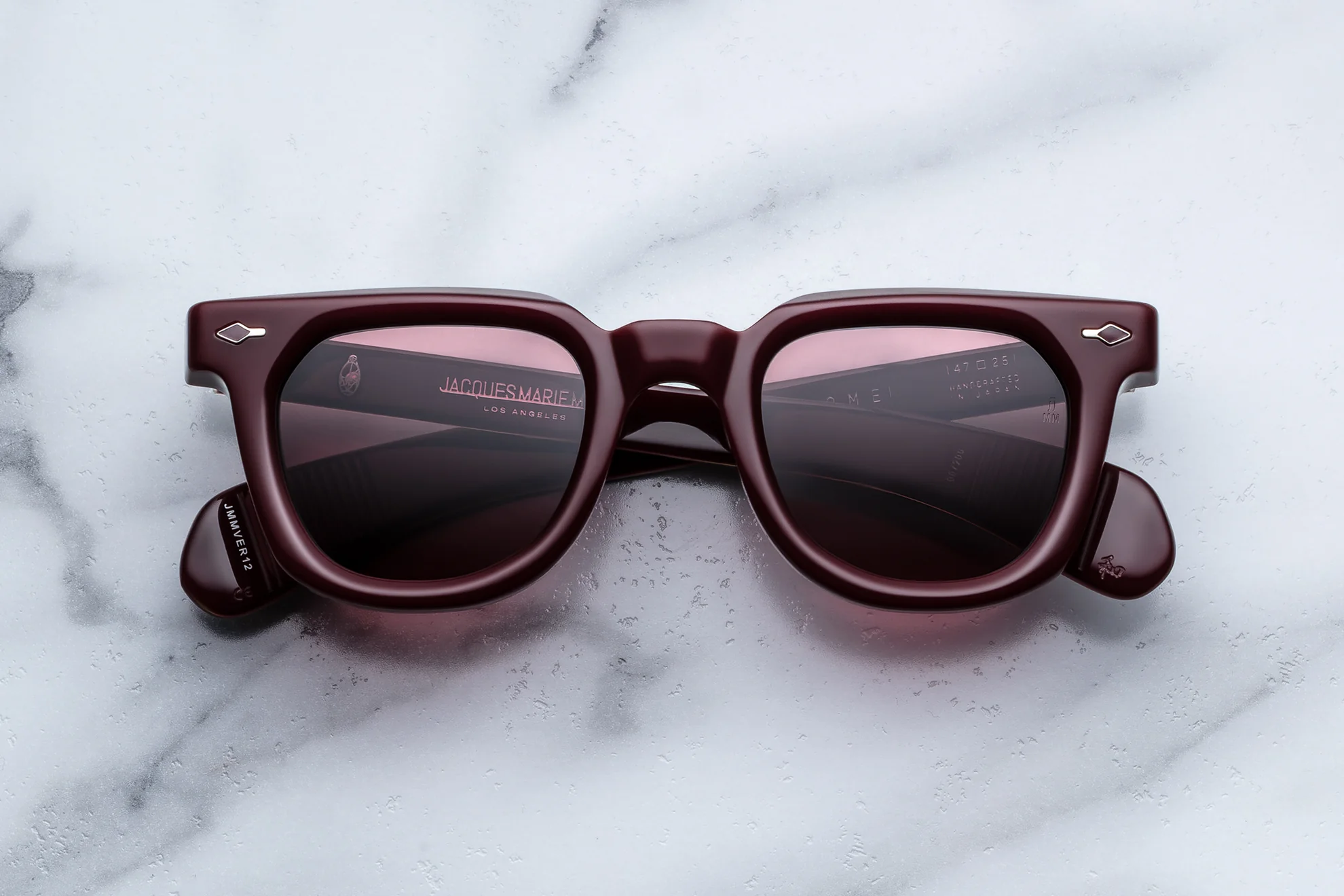 Sunglasses Model Vendome in Color Cassis with Ruby Lenses from Jacques Marie Mage's Epoxy II special collection
