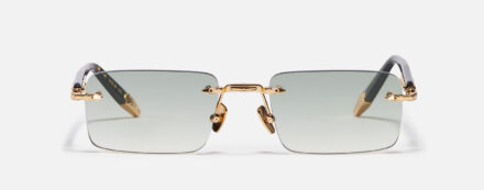 Sunglasses Model R01 in Color C501 with Clear Green Gradient lenses from John Dalia