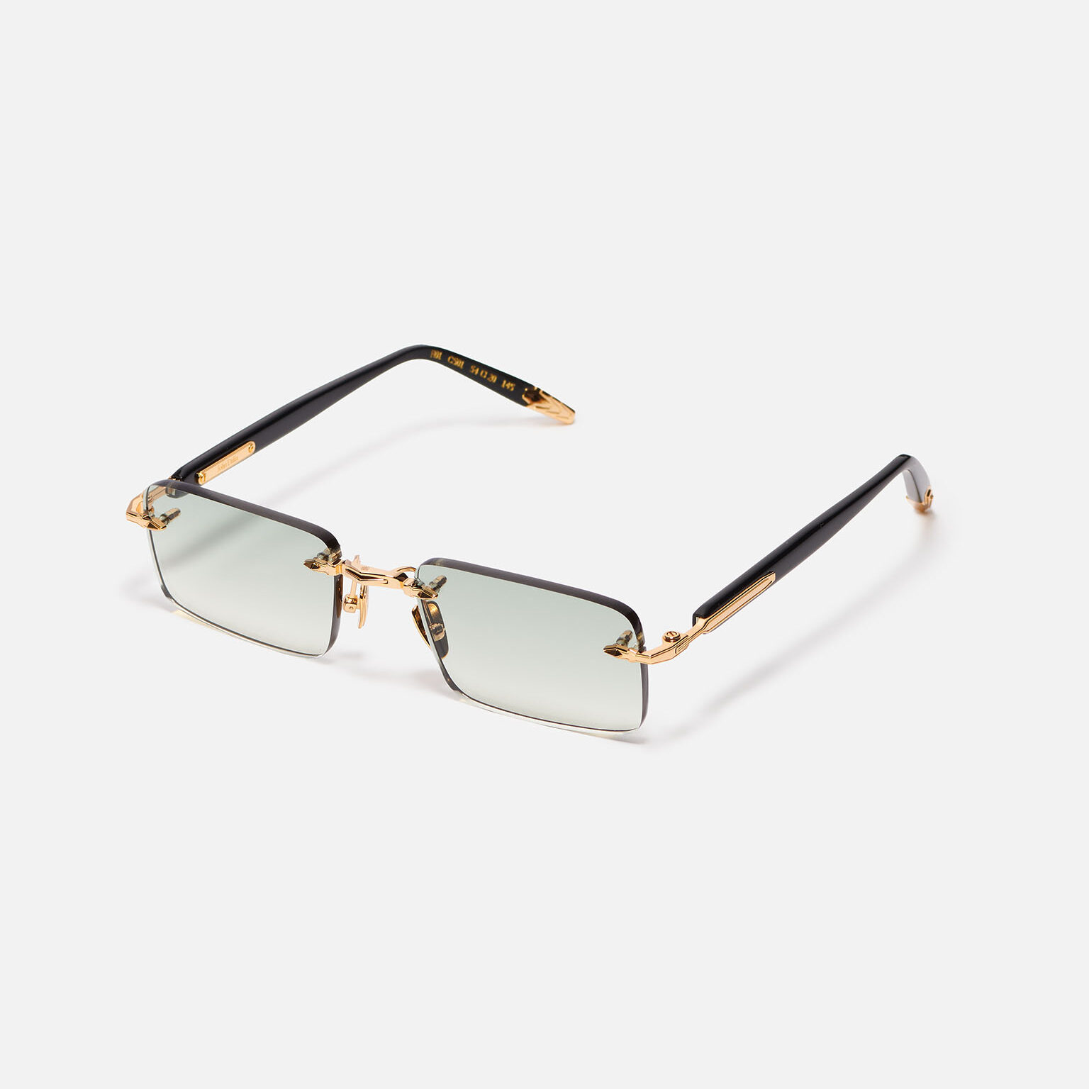 Sunglasses Model R01 in Color C501 with Clear Green Gradient lenses from John Dalia