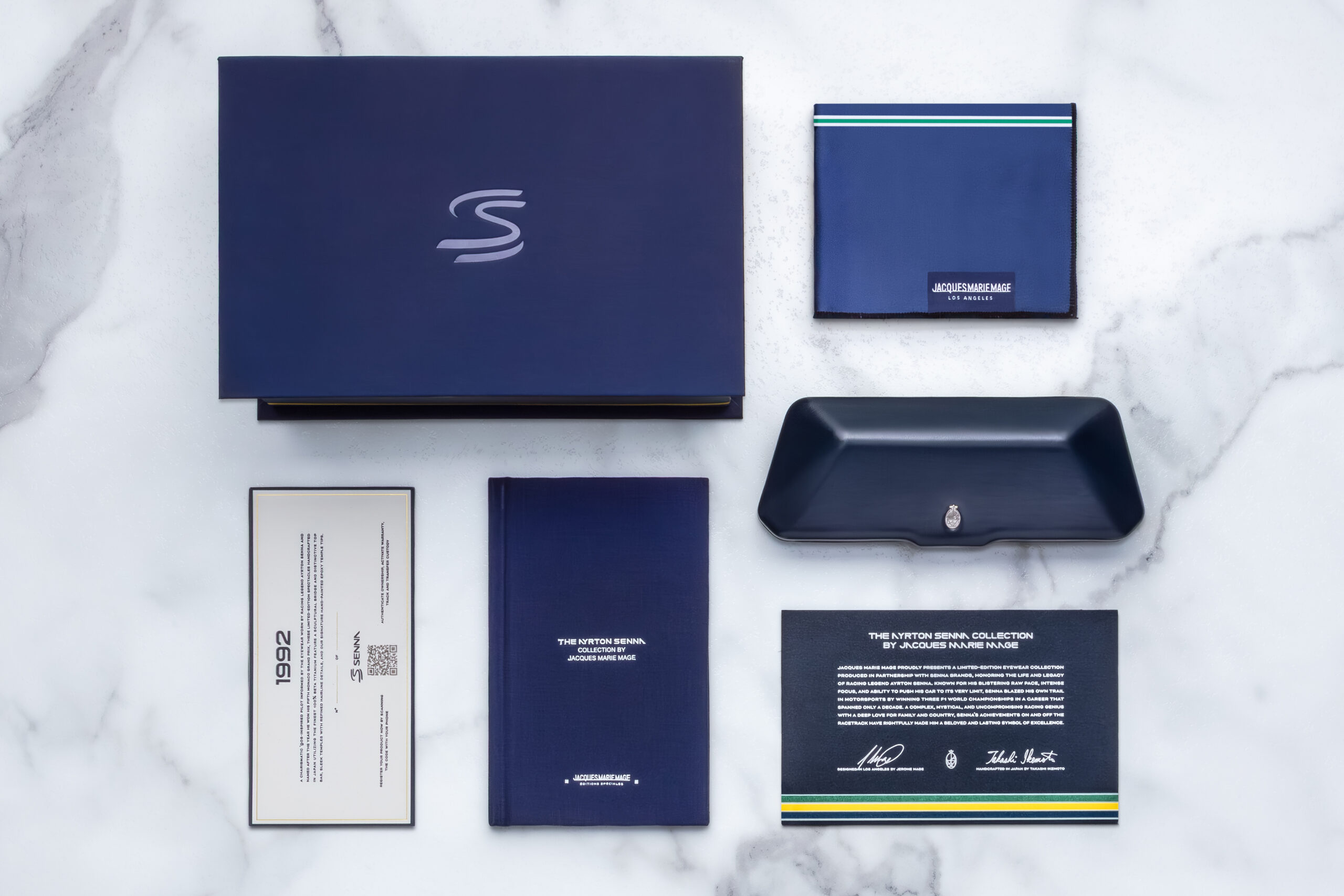 Packaging from the special Ayrton Senna Collection from Jacques Marie Mage