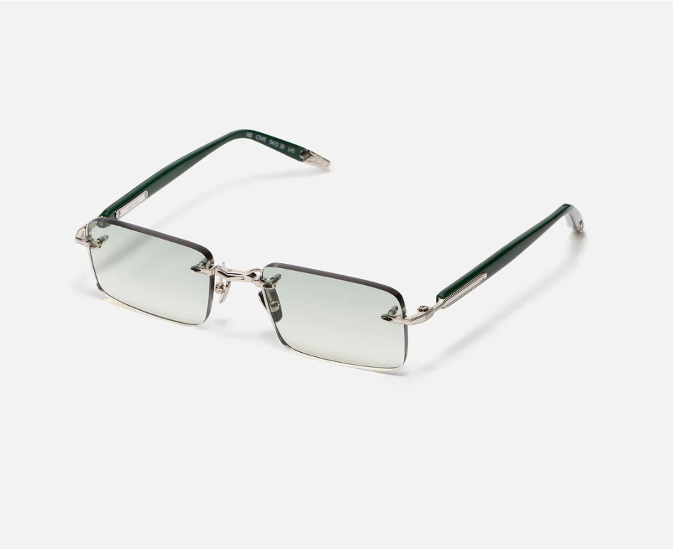 Sunglasses Model R01 in Color C545 with Clear Green Gradient lenses from John Dalia