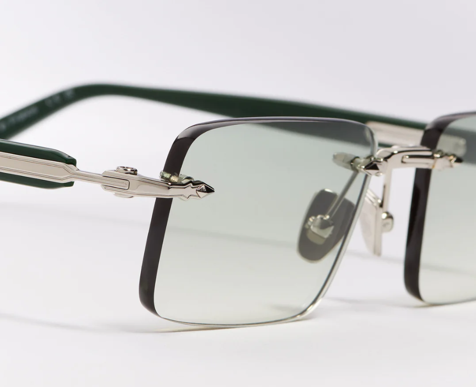 Sunglasses Model R01 in Color C545 with Clear Green Gradient lenses from John Dalia