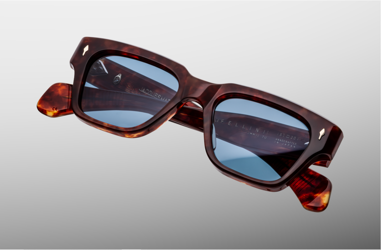 Sunglasses Model Fellini in Color Breccia with Prussian Blue CR39 lenses from Jacques Marie Mage