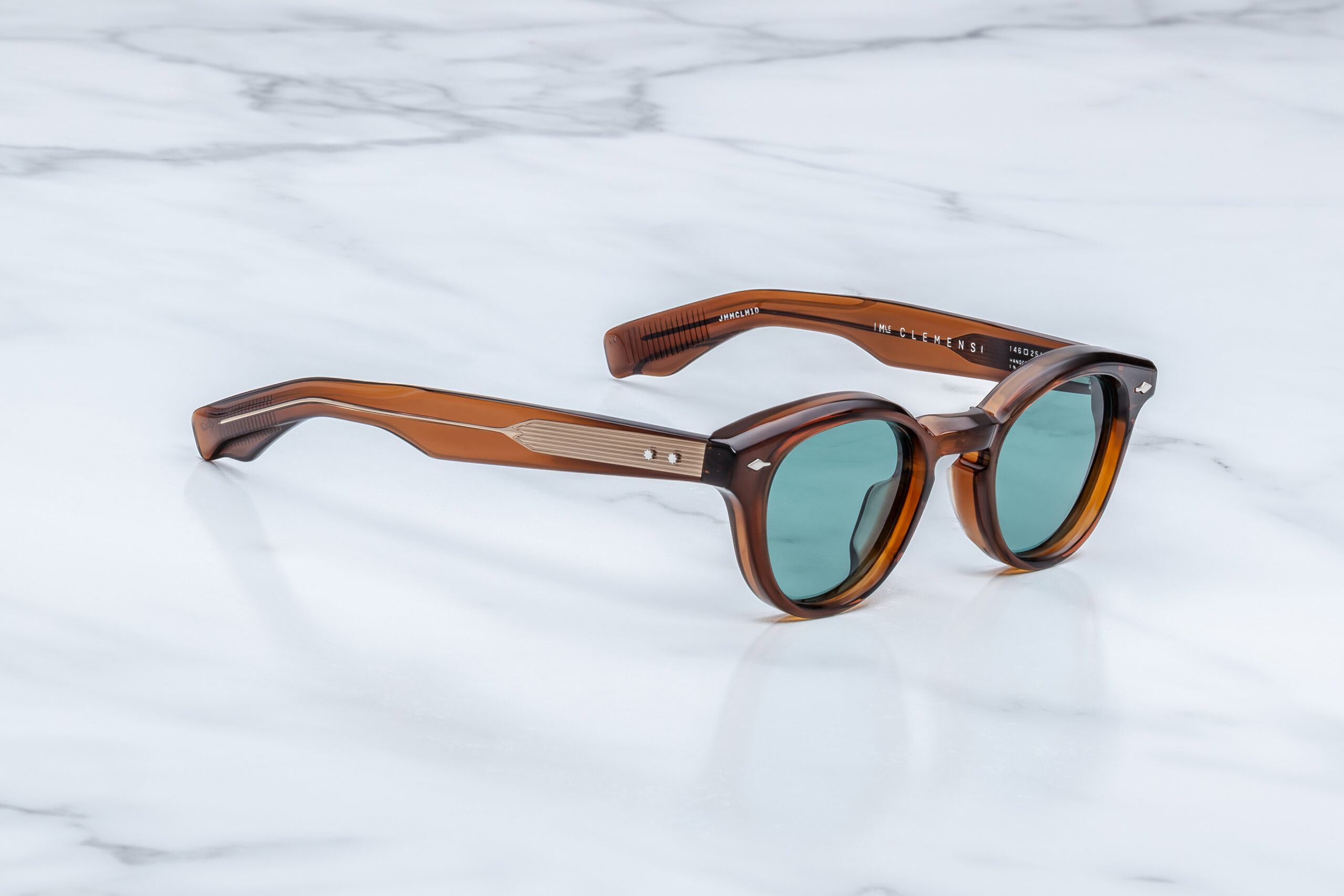 Sunglasses Model Clemens in Hickory with Seagreen lenses from Jacques Marie Mage