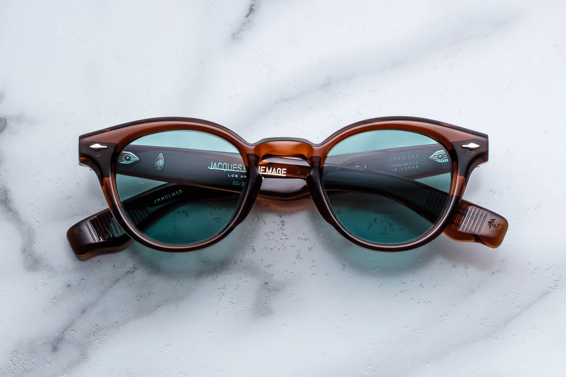 Sunglasses Model Clemens in Hickory with Seagreen lenses from Jacques Marie Mage