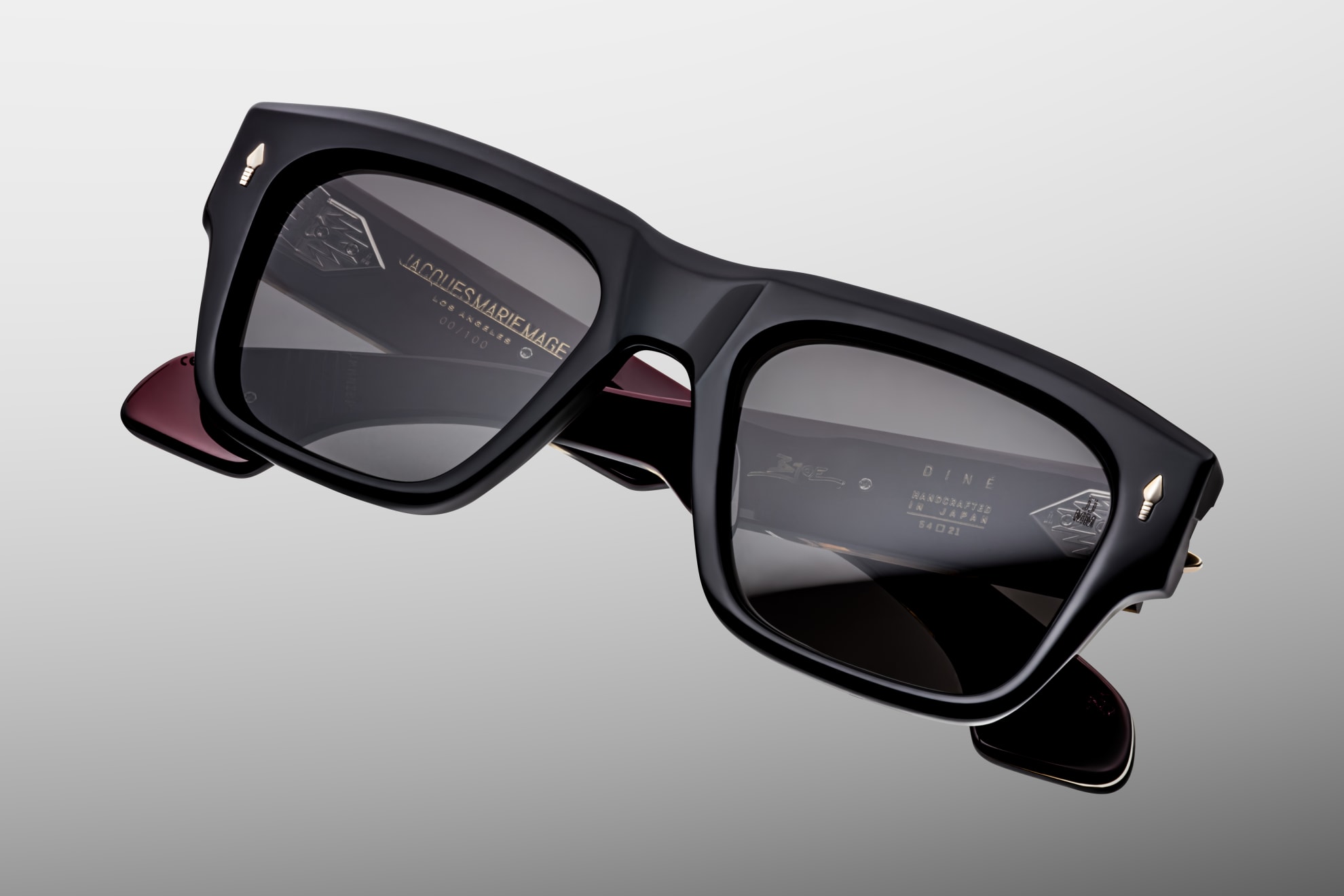 Sunglasses Model Diné in Color Bloodstone with Black Minéral lenses from the Jacques Marie Mage's Bo joe collection