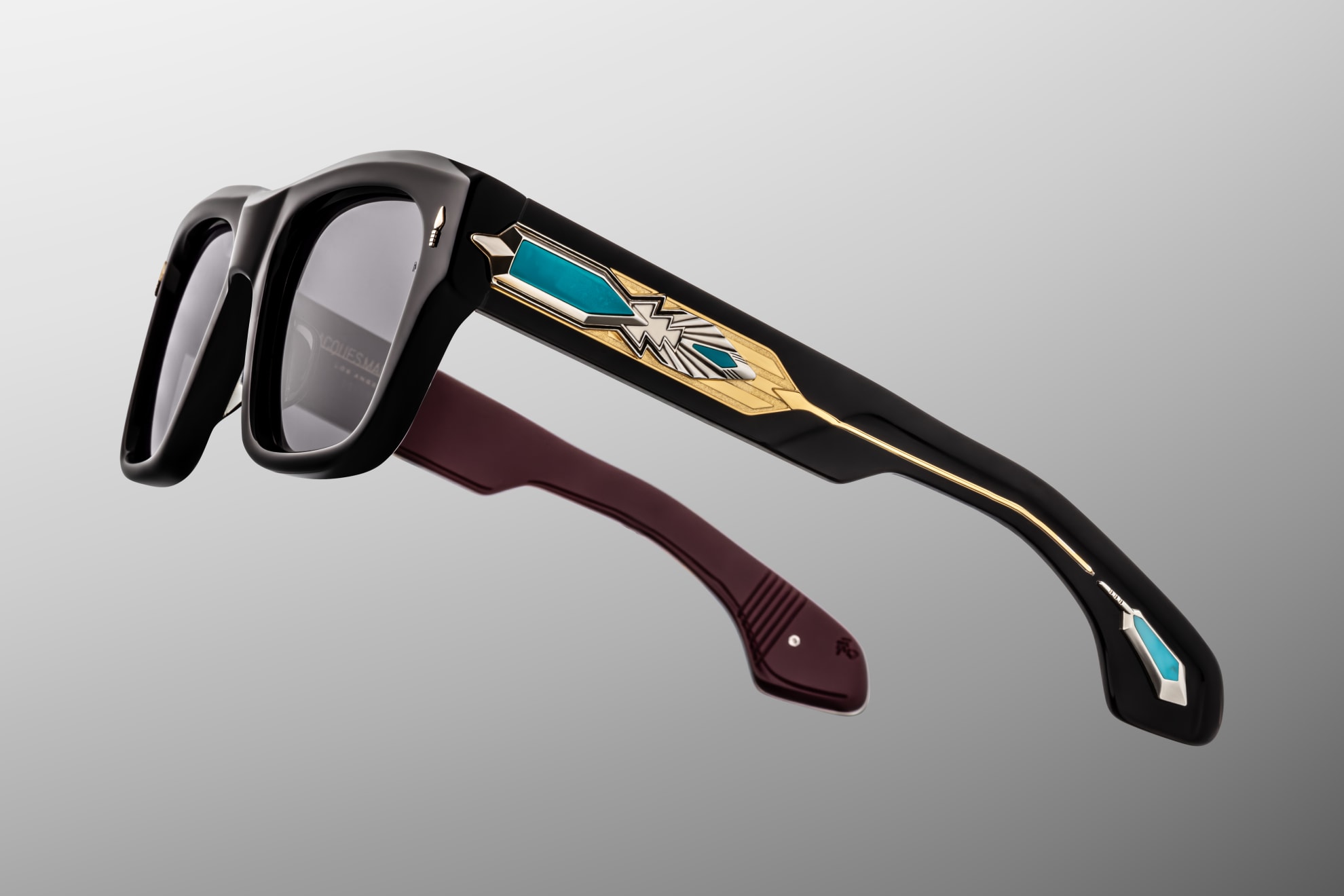 Sunglasses Model Diné in Color Bloodstone with Black Minéral lenses from the Jacques Marie Mage's Bo joe collection