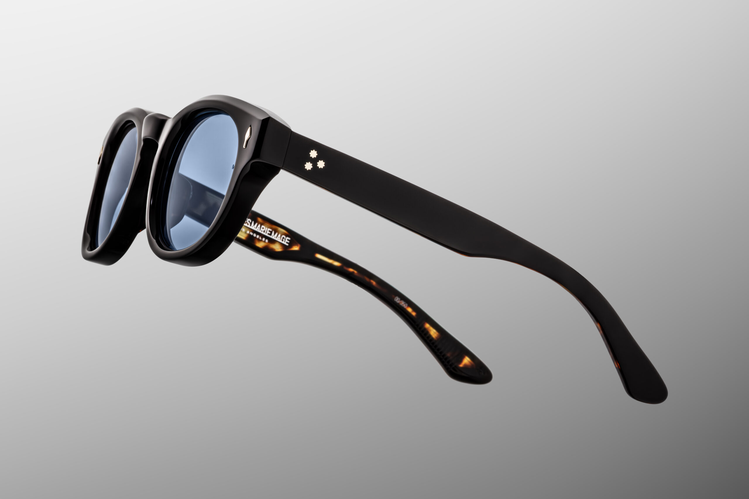 Suglasses Model Dr.Dream in Color Noir with Cerulean lenses from Jacques Marie Mage's exclusive John & Yoko collection